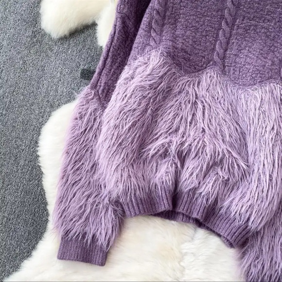 #175 Mink Cashmere Knitted Fur Stitching Twists Pullovers Winter Soft Sweaters - Picture 12 of 15